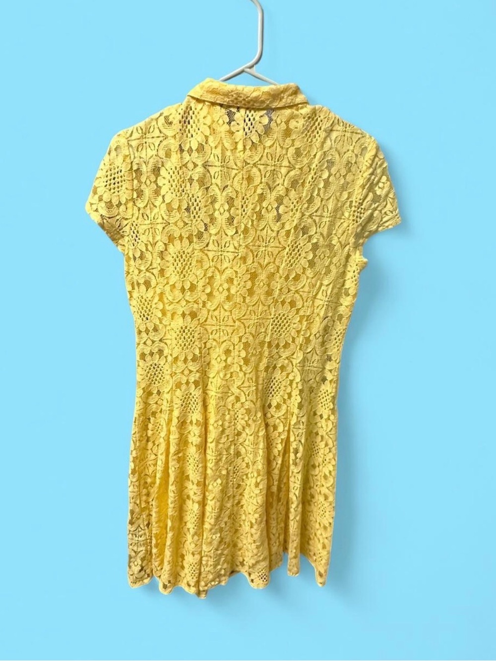 Ronni Nicole pastel yellow floral lace shirt dress size 12 - Picture 2 of 6